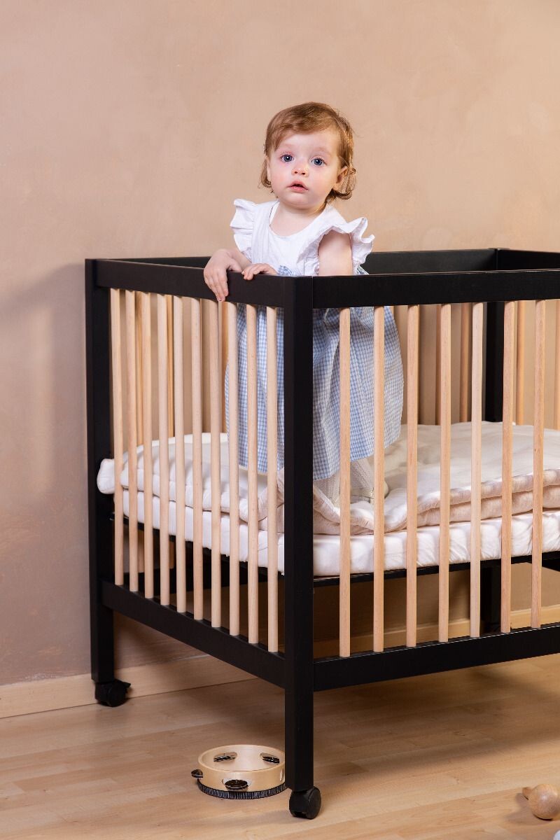 Childhome Playpen 97 Wood - Black/Natural