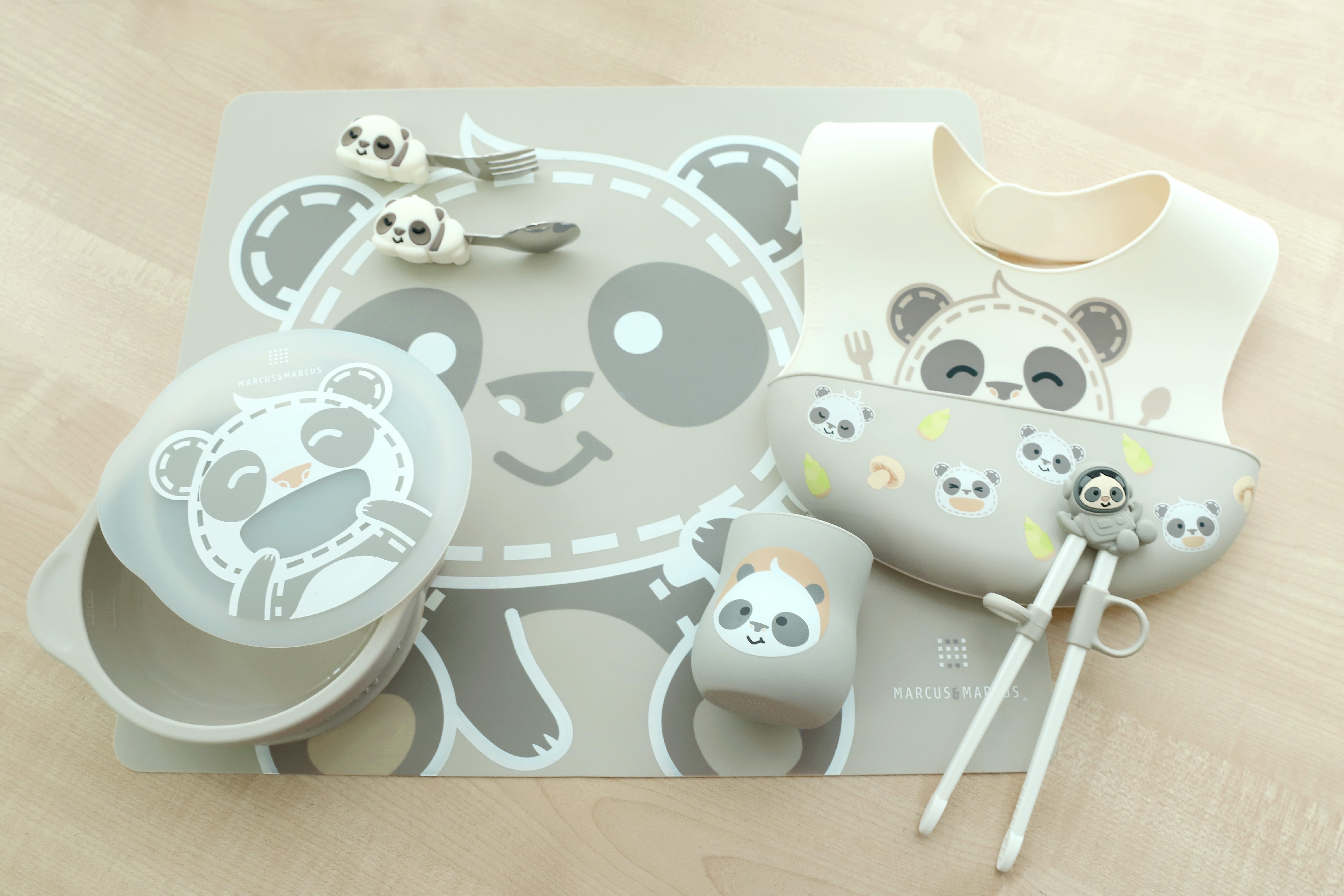 Marcus & Marcus - Wide Coverage Silicone Baby Bib - Pebble - Laadlee