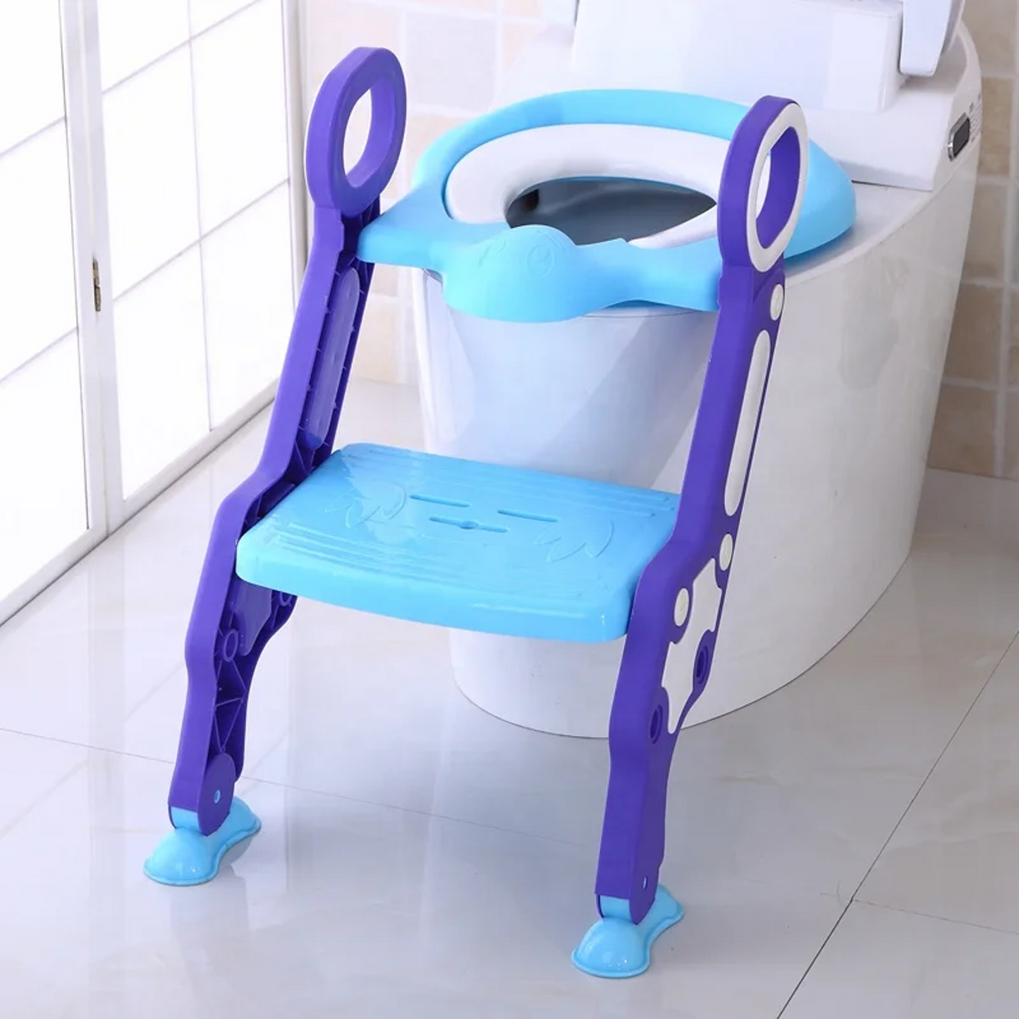 Pikkaboo EasyGo+ Potty Training Seat with Step Ladder - Blue & Purple