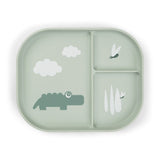 Done By Deer Foodie Compartment Plate Croco - Green