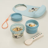 Done By Deer To Go 2-Way Snack Container Small Tiny Farm - Blue