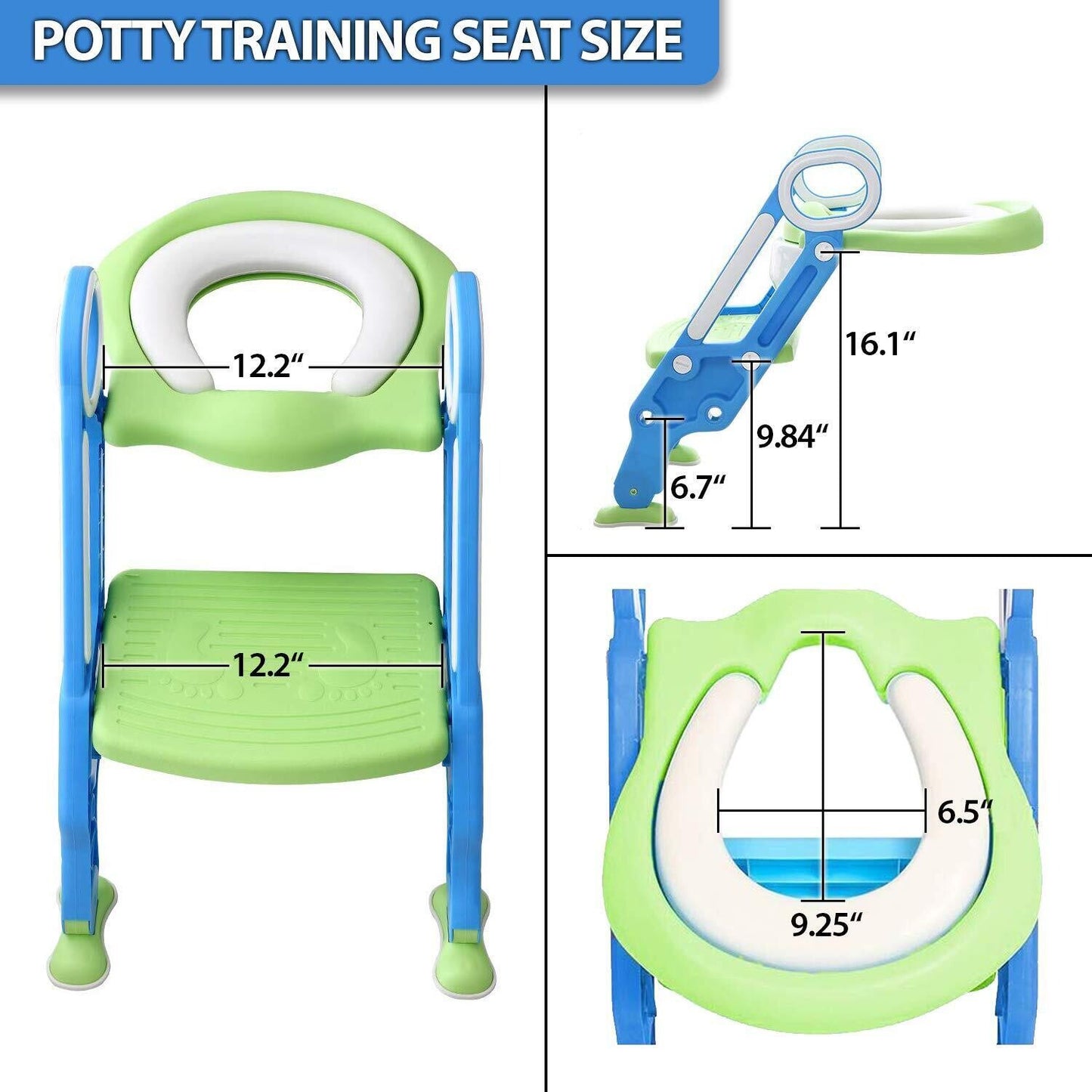 Pikkaboo EasyGo+ Potty Training Seat with Step Ladder - Blue & Green