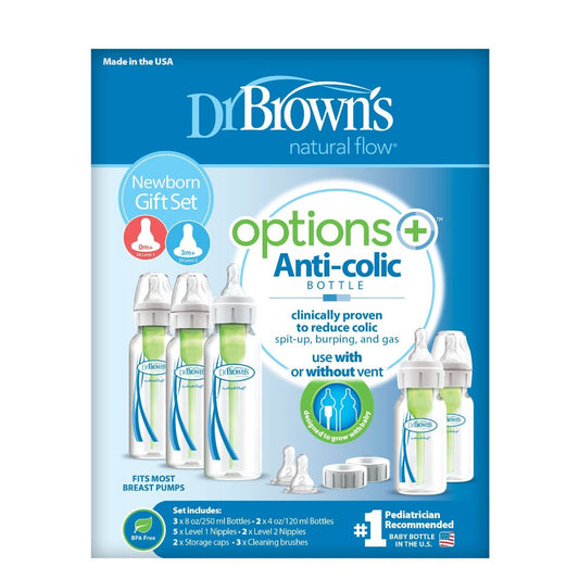 Dr. Brown's PP Narrow Options+ Newborn Feeding Set (3X250 Ml & 2X120 Ml Bottles, 2Xl2 Nipples, 2 Storage Caps, 3 Cleaning Brushes)