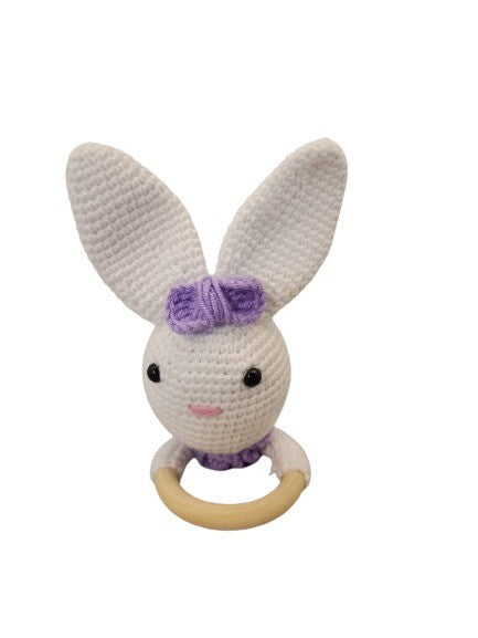 Pikkaboo HeavenlyHugs Miss Rabbit Handmade Crochet Teether