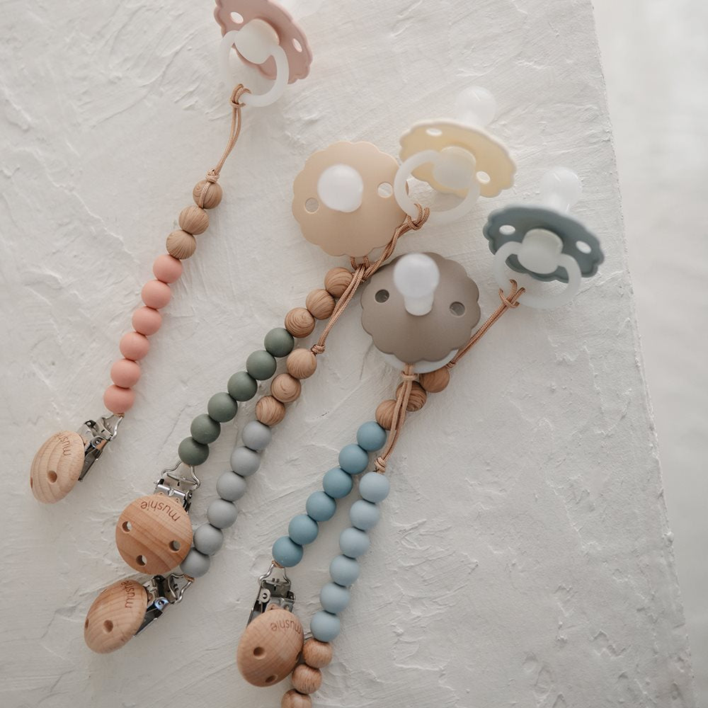 Mushie Pacifier Clips Eva Stone - Laadlee