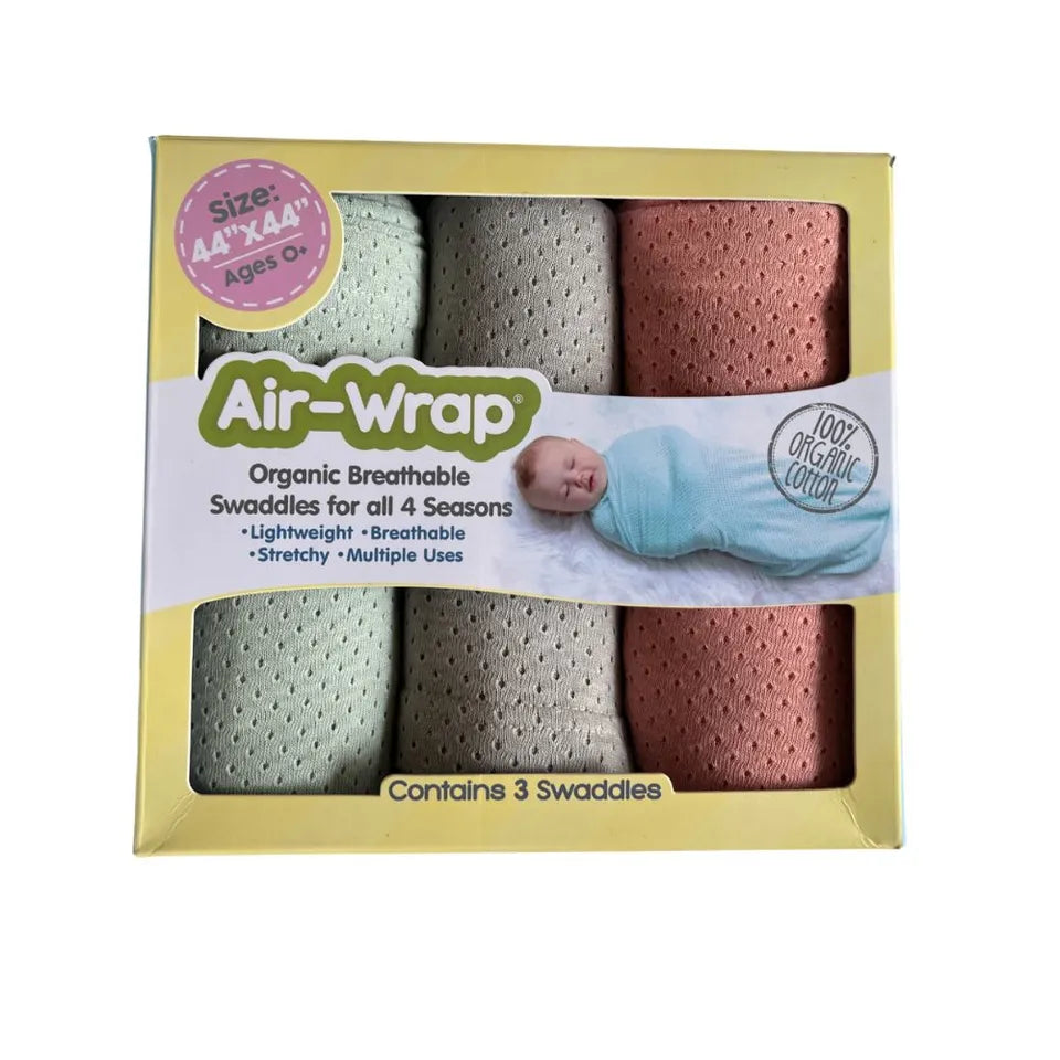 Woombie Old Fashioned Air Wrap - Sea Foam, Quiet Gray, Coral Cloud