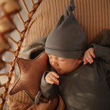 Mushie Ribbed Baby Beanie Gray Melange - Laadlee