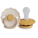 Frigg Daisy Silicone Baby Pacifier 6M - 18M, 2Pack, Chamomile/Honey Gold - Size 2 - Laadlee