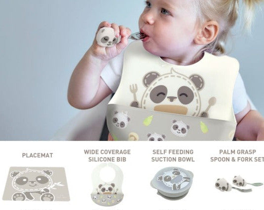 Marcus & Marcus - Wide Coverage Silicone Baby Bib - Pebble - Laadlee