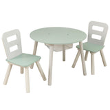 Kidkraft Round Storage Table & 2 Chair Set - Natural & White