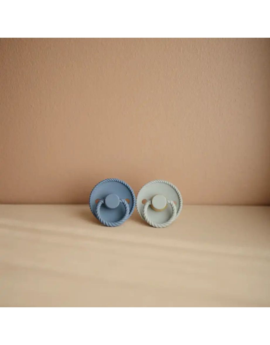 Frigg Rope Latex Baby Pacifier 6M-18M, 1Pack, Stone Blue - Size 2 - Laadlee