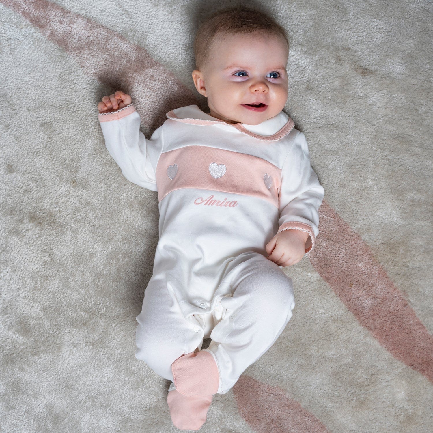 Little IA Organic Cotton Heart Sleepsuit & Bib Set - Laadlee