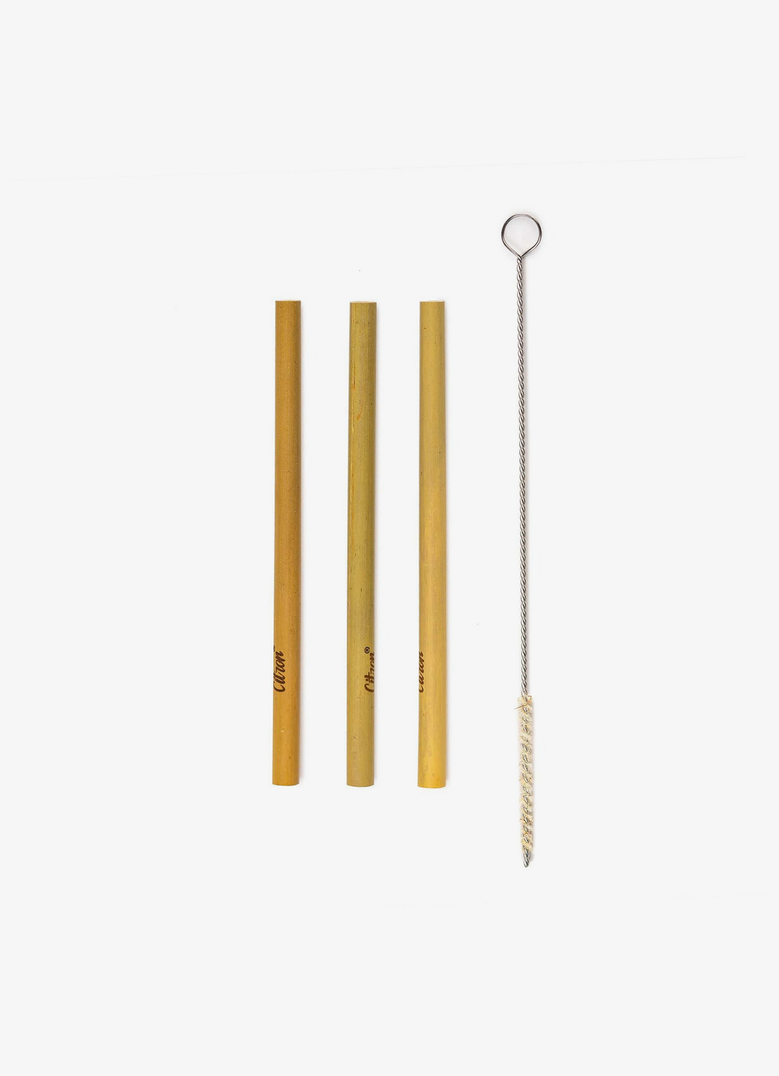 Citron Organic Bamboo Set of 3 Straws & Brush - Laadlee