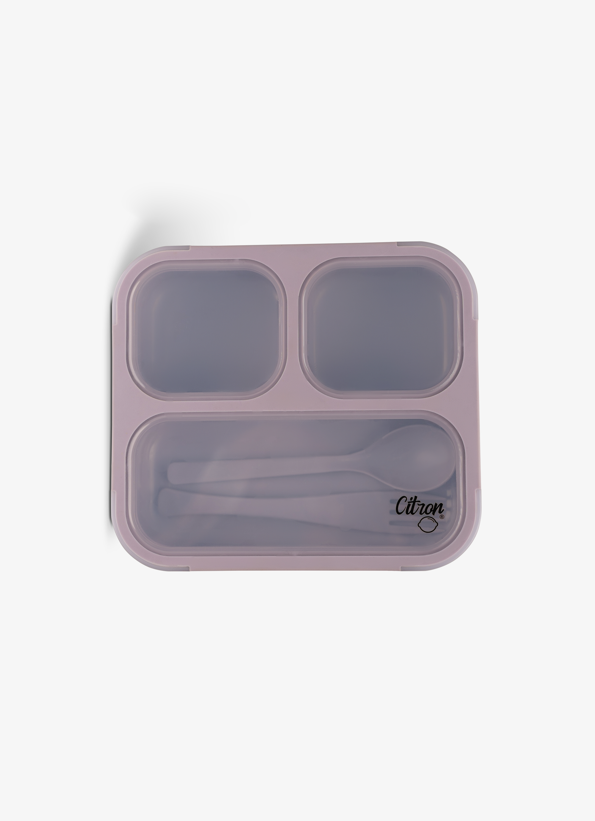 Citron Lunchbox with Fork and Spoon - Purple - Laadlee
