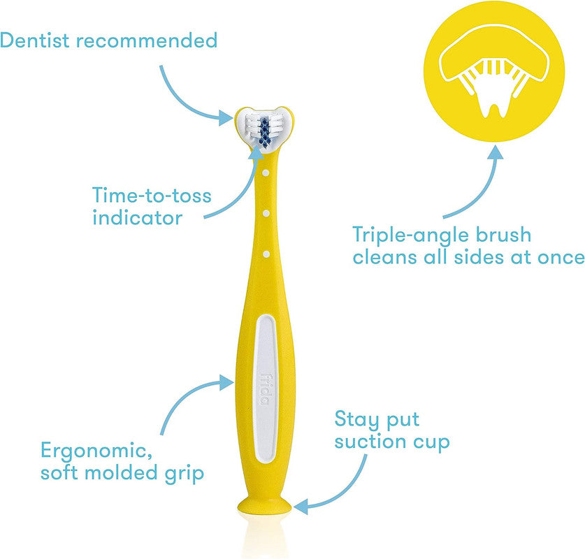 Frida Baby - SmileFrida - Triple Angle ToothHugger Training Toothbrush - Yellow - Laadlee