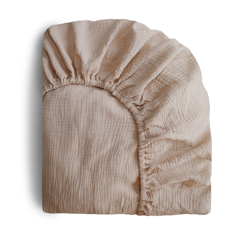 Mushie Crib Sheet Small Natural - Laadlee