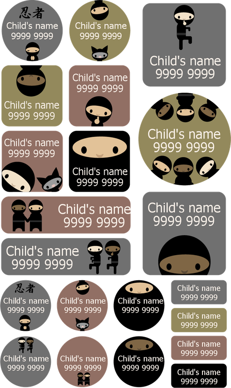 My Nametags Maxistickers - Ninja (Pack of 21) - Laadlee