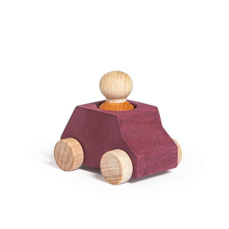 Lubulona Plum Wooden Car with Ochre Figure - Laadlee