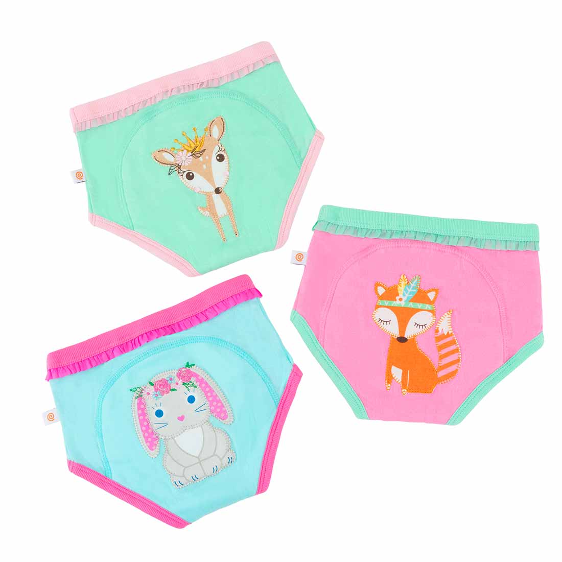 Zoocchini 3 Piece Organic Potty Training Pants Set - Girls - Woodland Princesses - Laadlee