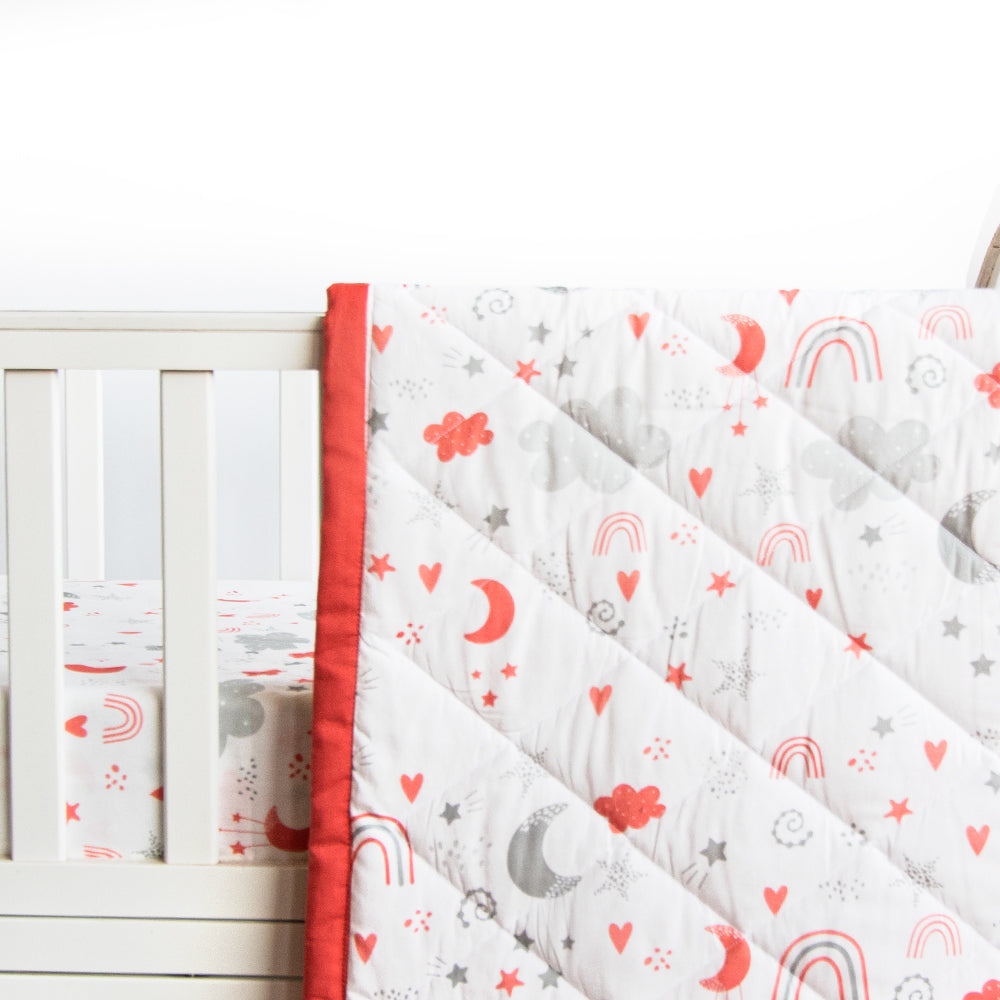 Yellow Doodle Reversible Comfort Quilt -  Magical Rainbows - Laadlee