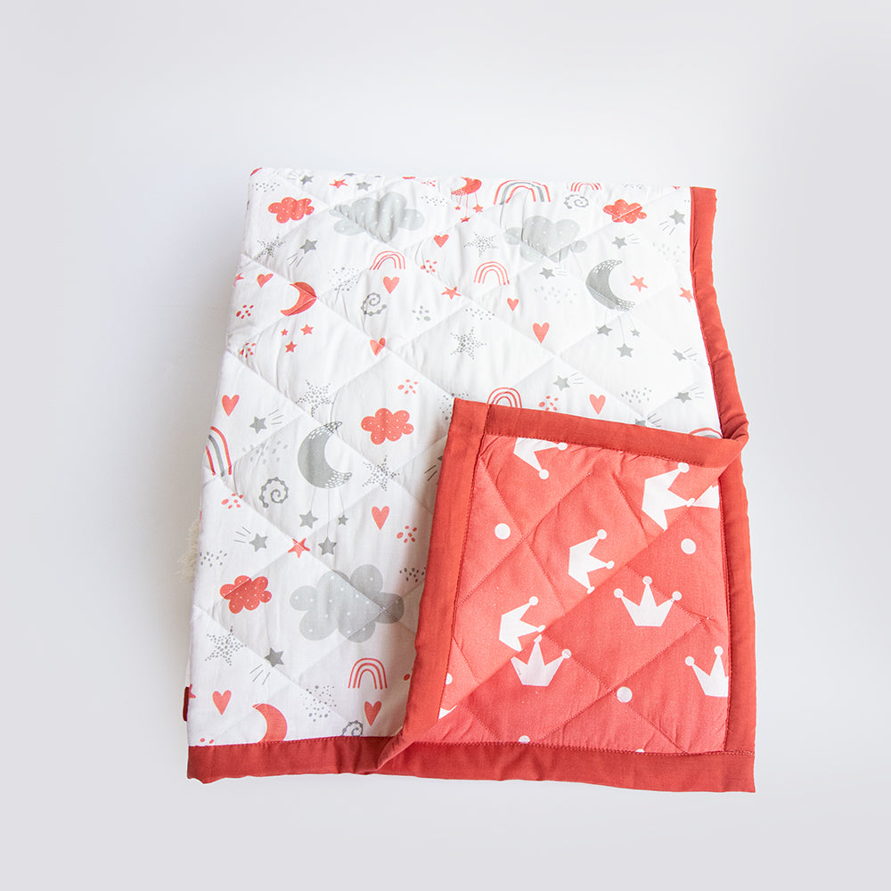 Yellow Doodle Reversible Comfort Quilt -  Magical Rainbows - Laadlee