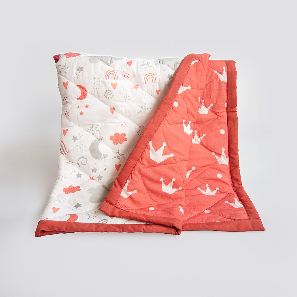 Yellow Doodle Reversible Comfort Quilt -  Magical Rainbows - Laadlee