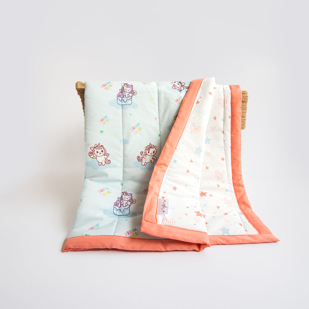 Yellow Doodle Reversible Comfort Quilt - Unicorn Dreams - Laadlee