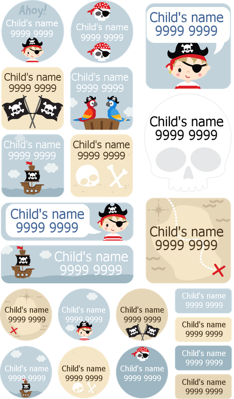 My Nametags Maxistickers - Pirate Boy (Pack of 21) - Laadlee