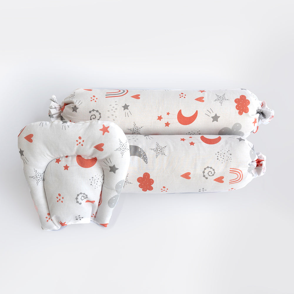 Yellow Doodle Cot Bedsheet Set - Magical Rainbows - Laadlee