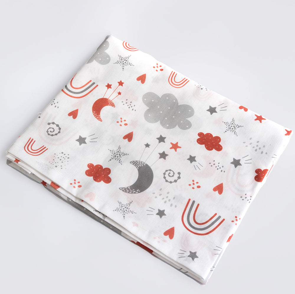 Yellow Doodle Cot Bedsheet Set - Magical Rainbows - Laadlee