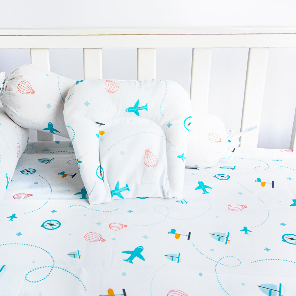 Yellow Doodle Cot Bedsheet Set - Lil Travellers - Laadlee