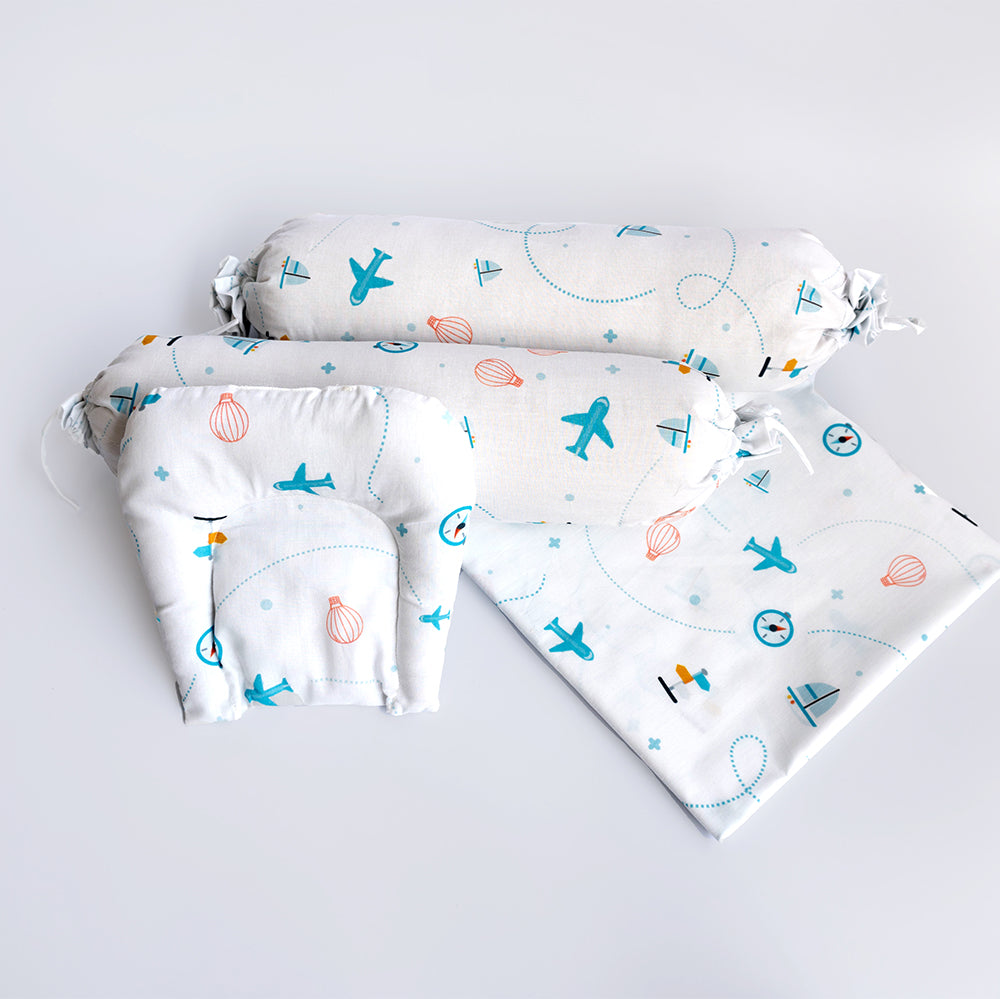 Yellow Doodle Cot Bedsheet Set - Lil Travellers - Laadlee
