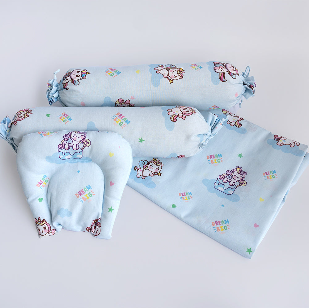 Yellow Doodle Cot Bedsheet Set - Unicorn Dreams - Laadlee
