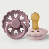 Frigg Fairytale Latex Baby Pacifier 0-6M, 2Pack, Twilight Mauve/Primrose - Size 1 - Laadlee