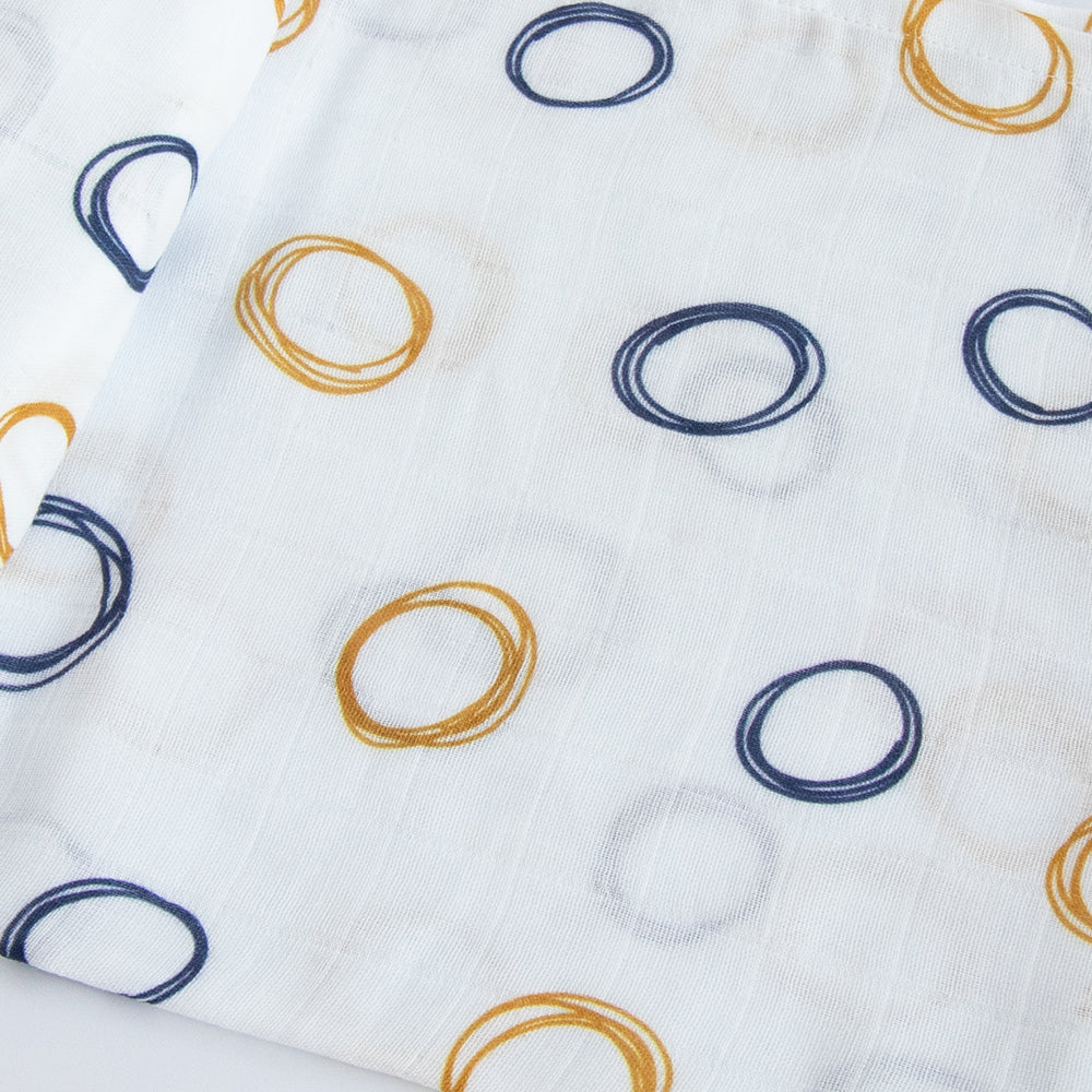 Yellow Doodle Organic Luxury Swaddle - Doodle Circles - Laadlee