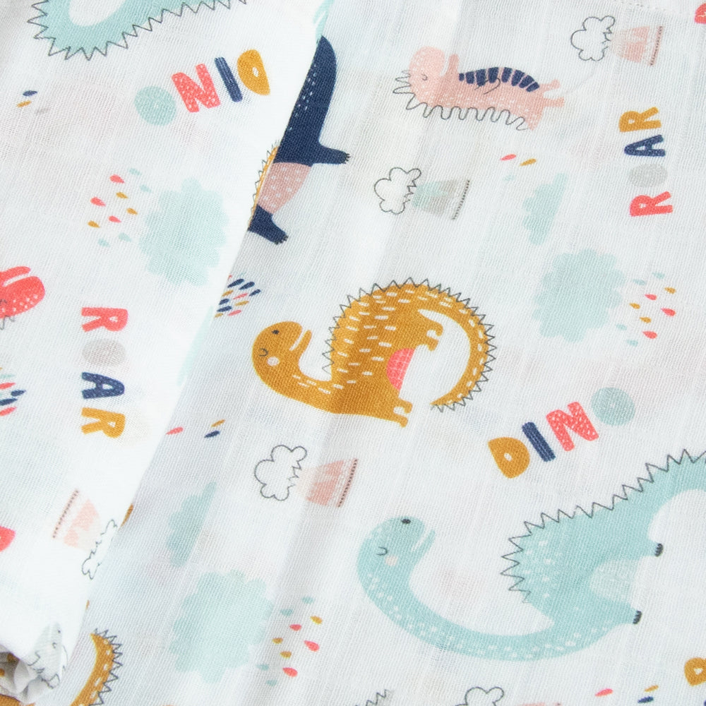 Yellow Doodle Organic Luxury Swaddle - Dino Friend - Laadlee