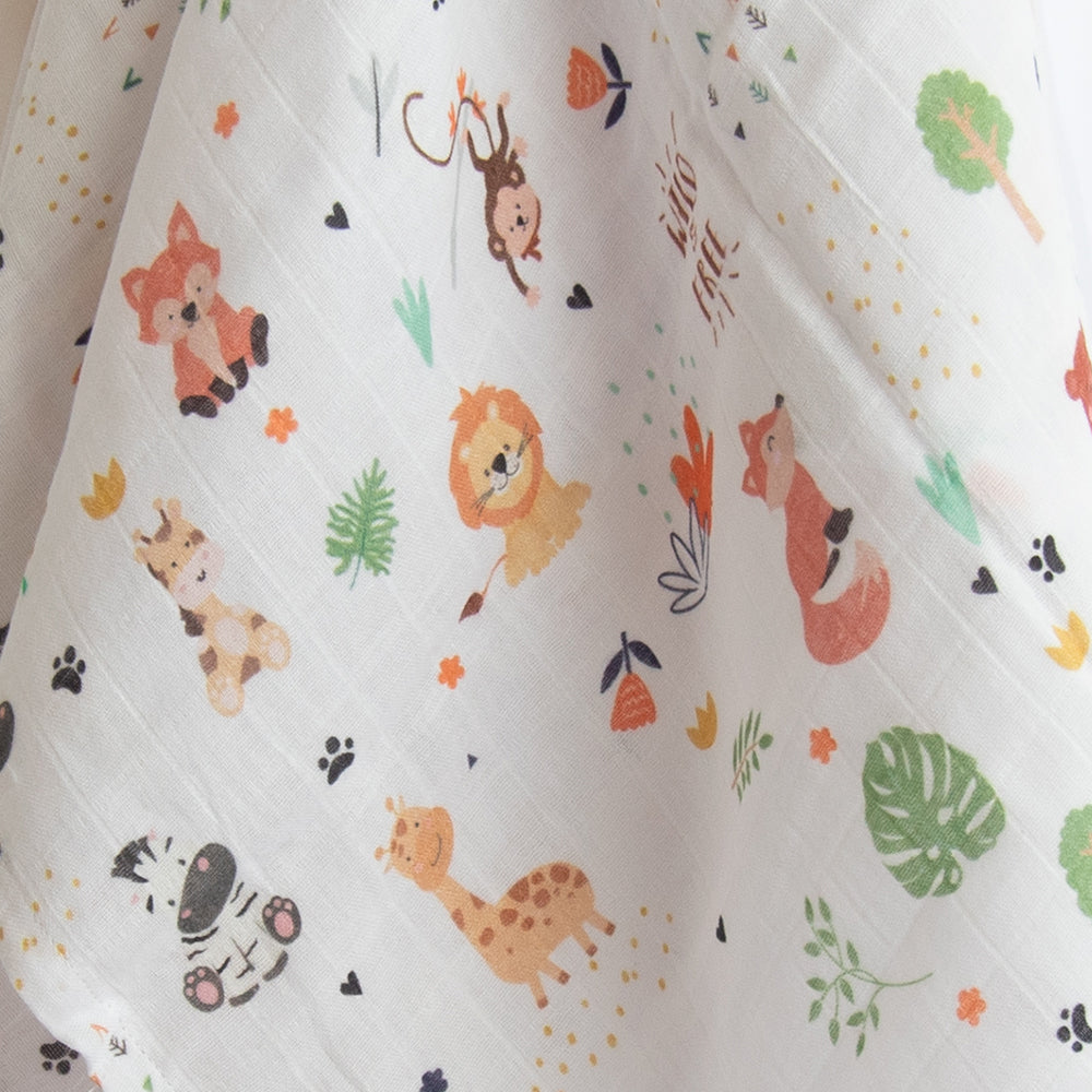 Yellow Doodle Organic Luxury Swaddle - Baby Animals - Laadlee