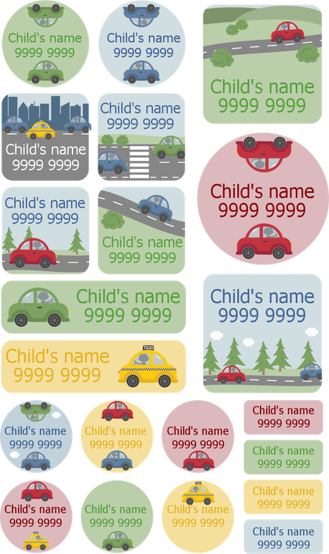 My Nametags Maxistickers - Cars (Pack of 21) - Laadlee