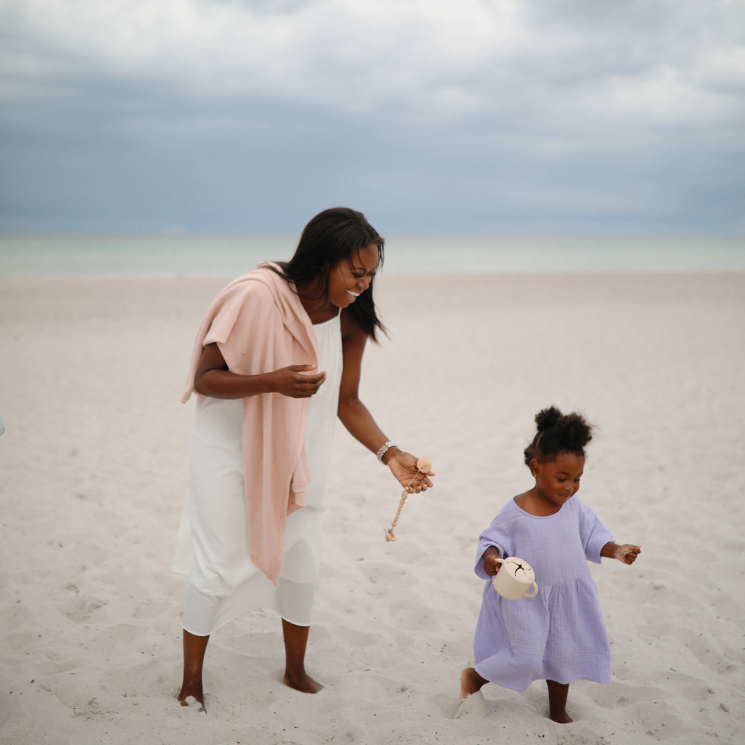 Mushie Knitted Baby Blanket Pointelle Blush - Laadlee