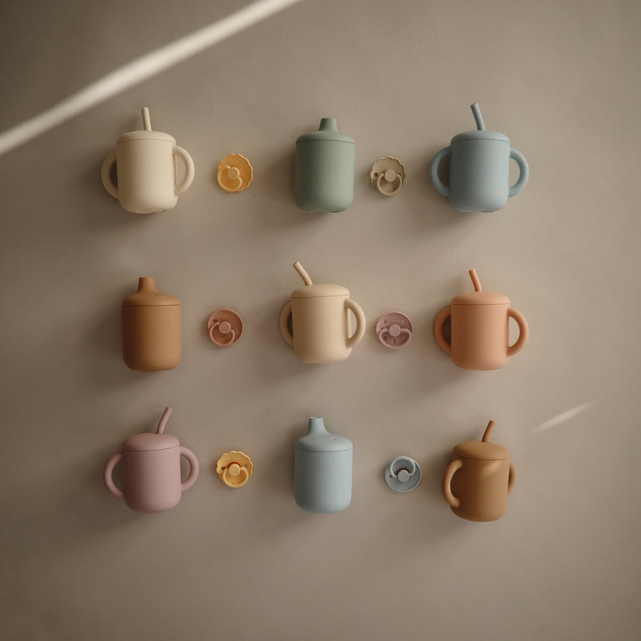 Mushie Silicone Sippy Cup Powder Blue - Laadlee