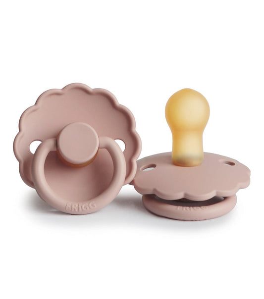 Frigg Daisy Latex Baby Pacifier 0-6M, 2Pack, Blush - Size 1 - Laadlee