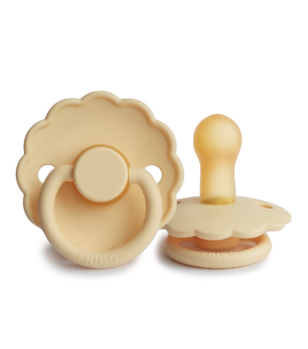 Frigg Daisy Latex Baby Pacifier 6M-18M, 1Pack, Pale Daffodil - Size 2 - Laadlee