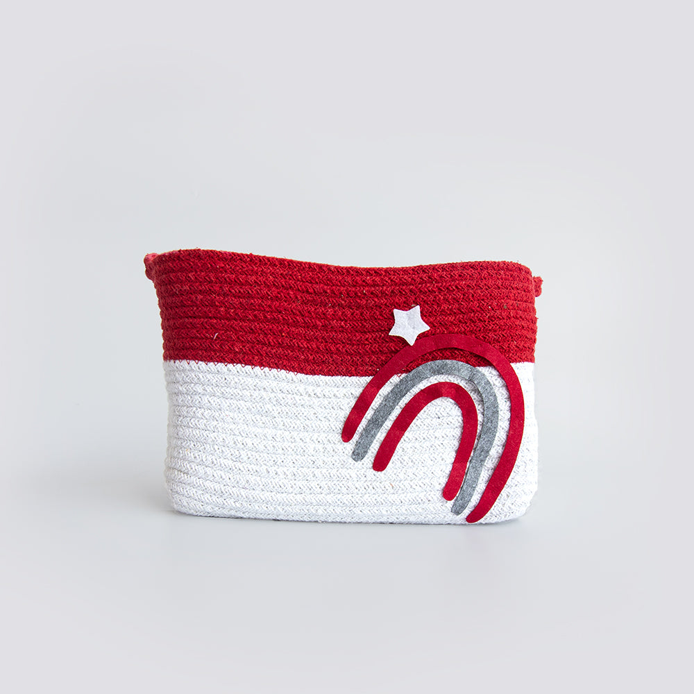 Yellow Doodle Cotton Rope Basket - Magical Rainbows (Medium) - Laadlee