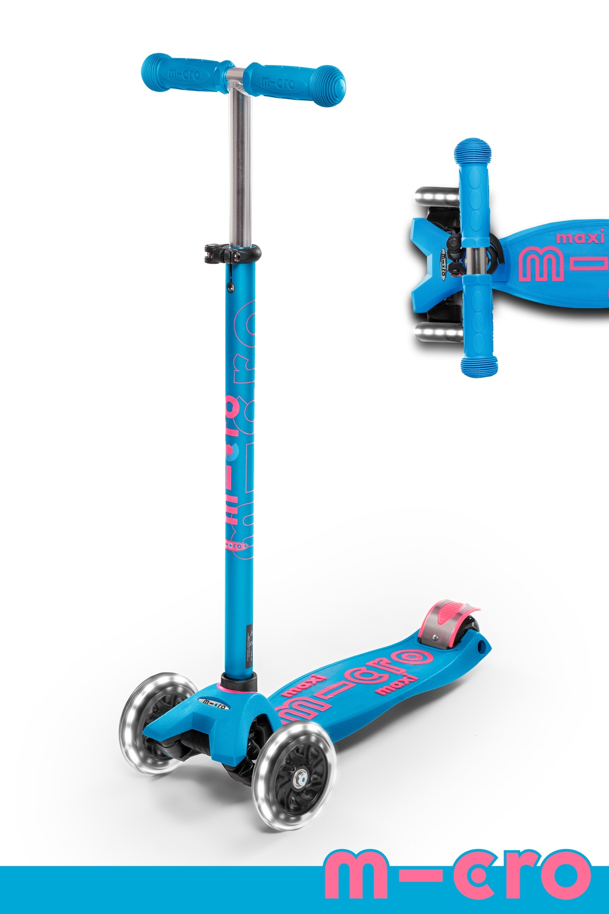 Micro Maxi Deluxe Scooter with LED - Aqua - Laadlee