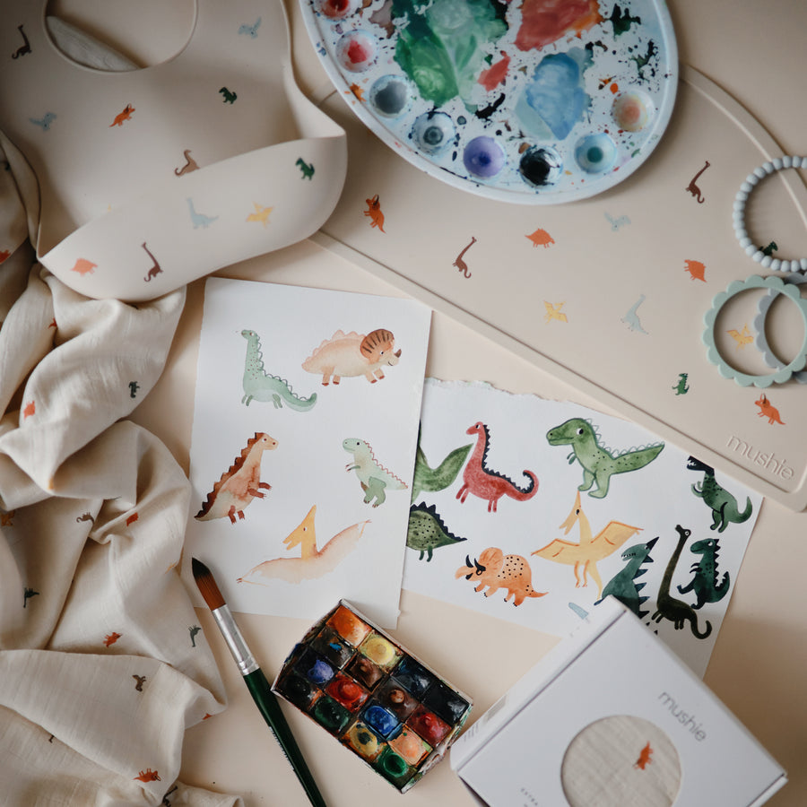 Mushie Silicone Bib Dinosaurs - Laadlee