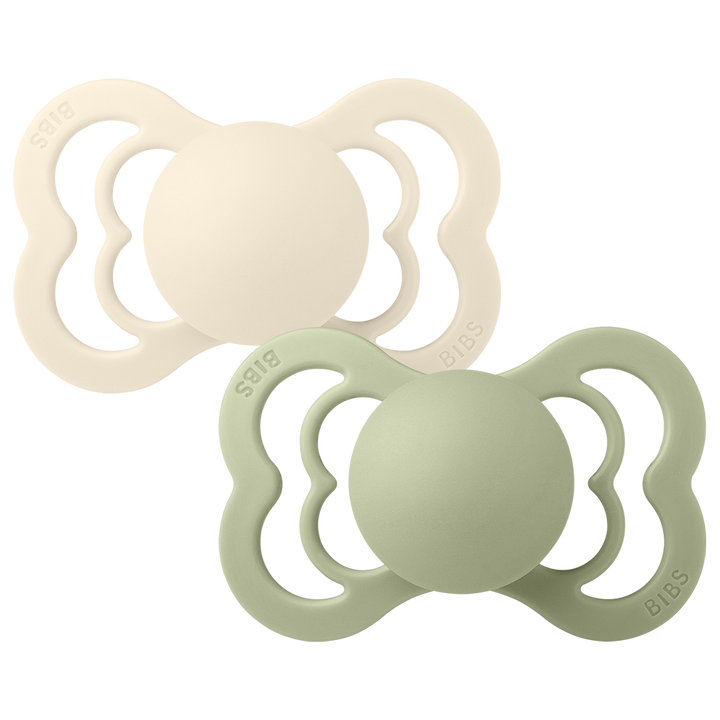 BIBS Supreme 2 Pack Silicone S1 - Ivory / Sage - Laadlee