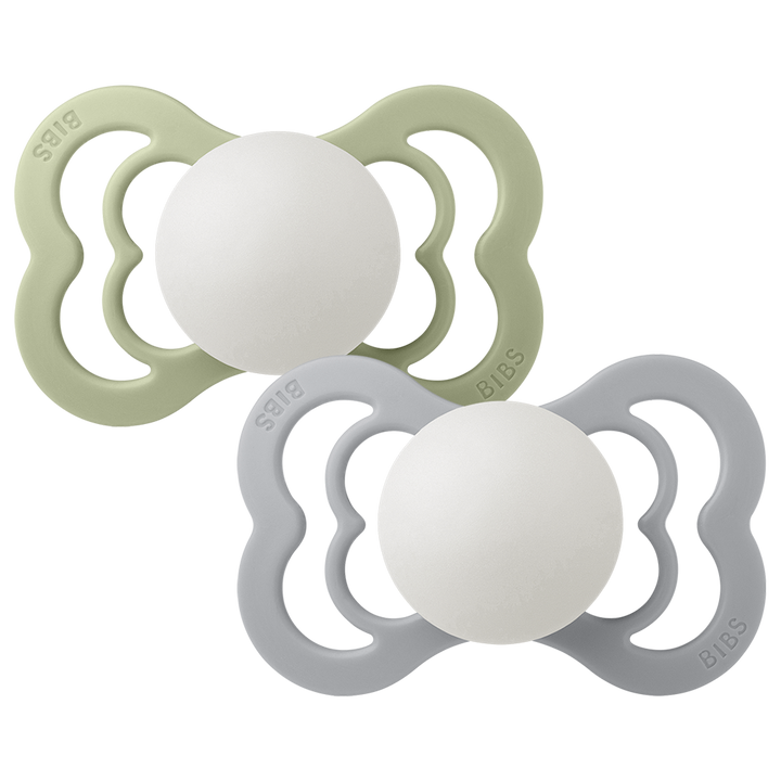 BIBS Supreme 2 Pack Silicone S1 - Sage Glow / Cloud Glow - Laadlee