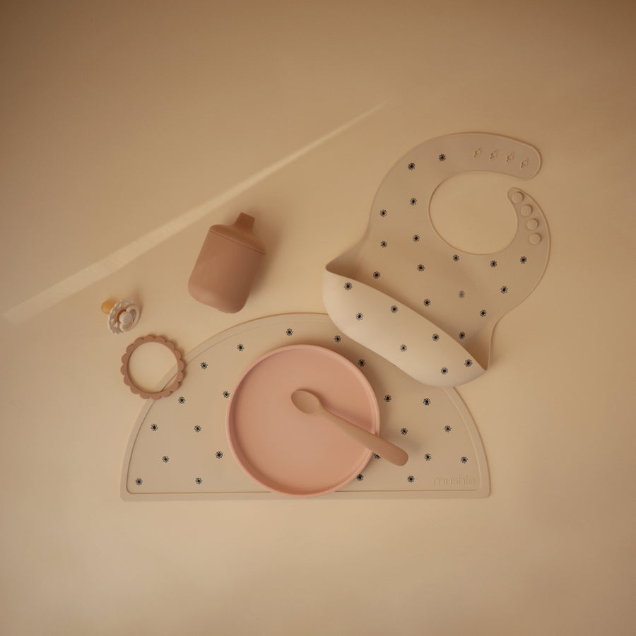 Mushie Silicone Baby Spoon Dried Thyme/Natural - Laadlee