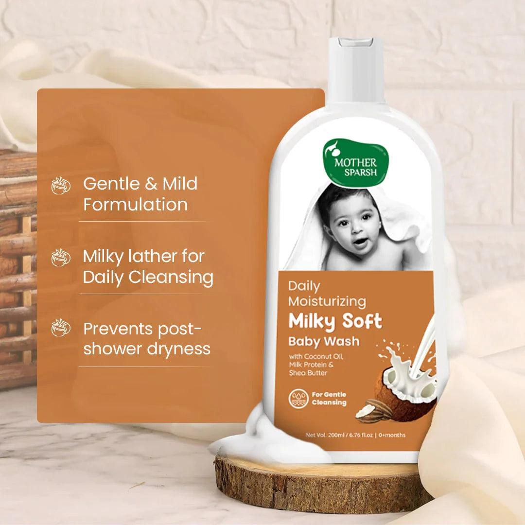 Mother Sparsh Milky Soft Baby Wash - 200ml - Laadlee