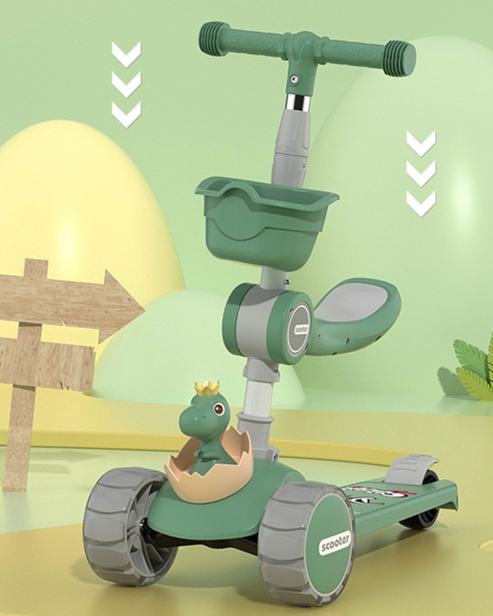 Pikkaboo Mini Rider LED Light Scooter with Music - Green - Laadlee